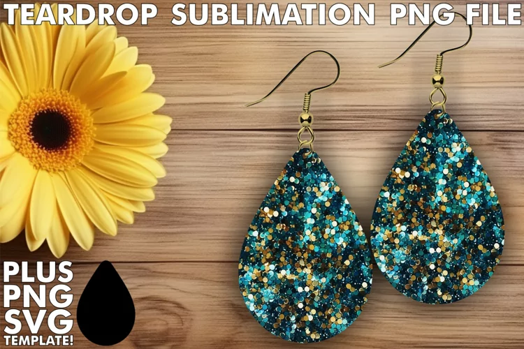 Sublimation Elegance: Glitter Teardrop Beauties