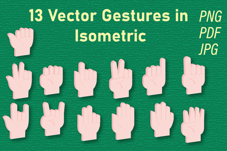 13 Vector Gestures in Isometric Style