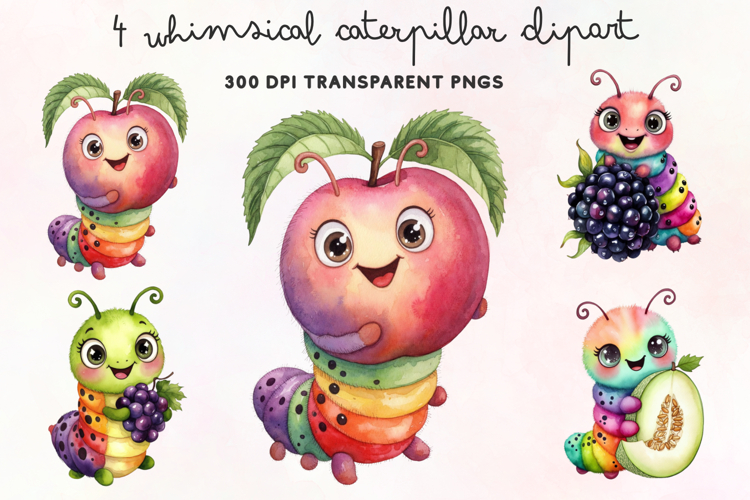 Whimsical Caterpillar Clipart PNG