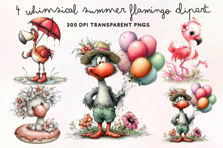 Cute Flamingo Clipart Image 7