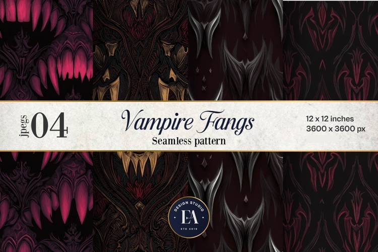 Vampire Fangs Pattern, Dark Gothic Teeth Digital Paper