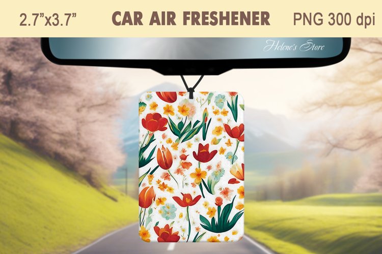 Spring Flowers Air Freshener Car|Car air freshin sublimating example image 1