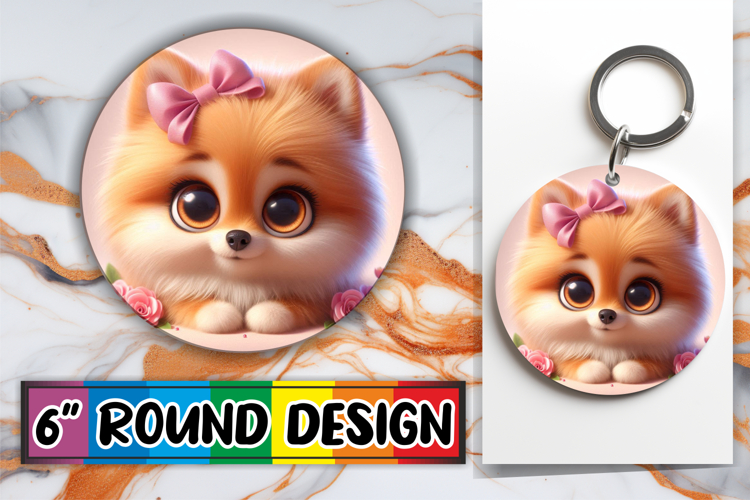 Unique Round Ornaments Design PNG, 3D Dog