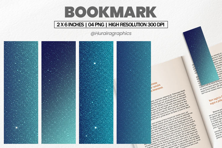 Teal Navy Ombre BookmarkPNG, Bookmark Sublimation