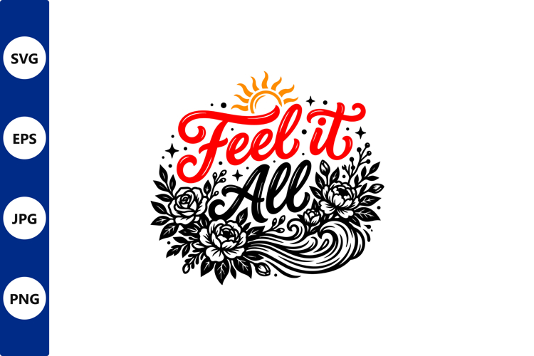 Vector line art feel it all floral