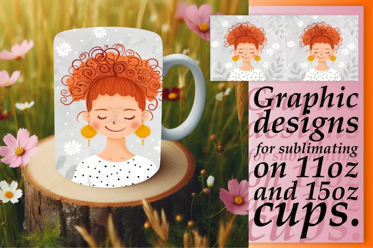 Artistic Woman Portrait Mug Wrap 11oz/15oz
