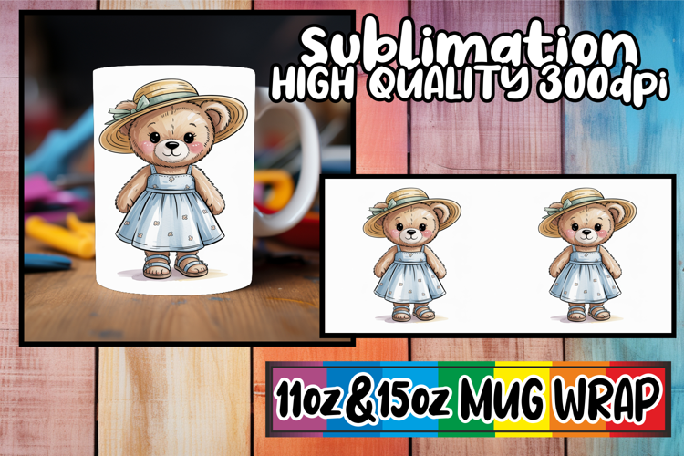 Refreshing days sublimation print wrap, Teddy Bear