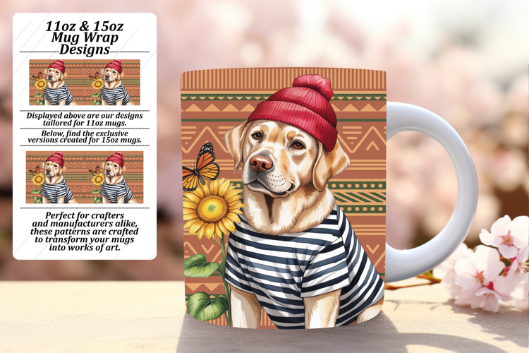 Gift 11oz Mug Wrap Png Design , Cute Dog