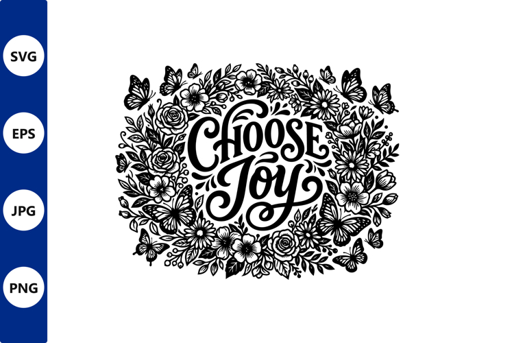 Floral wreath choose joy lettering