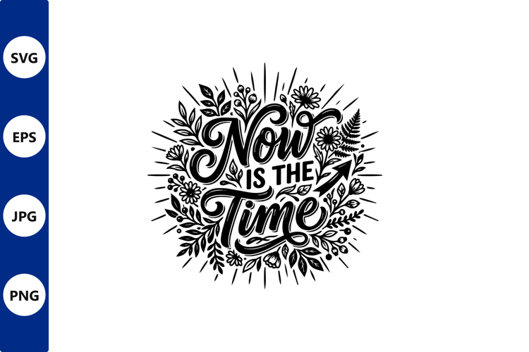 Floral circular frame with now is the