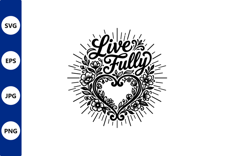 Floral heart line art