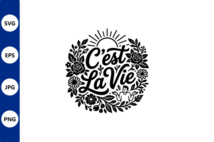 Cest La Vie floral circle vector