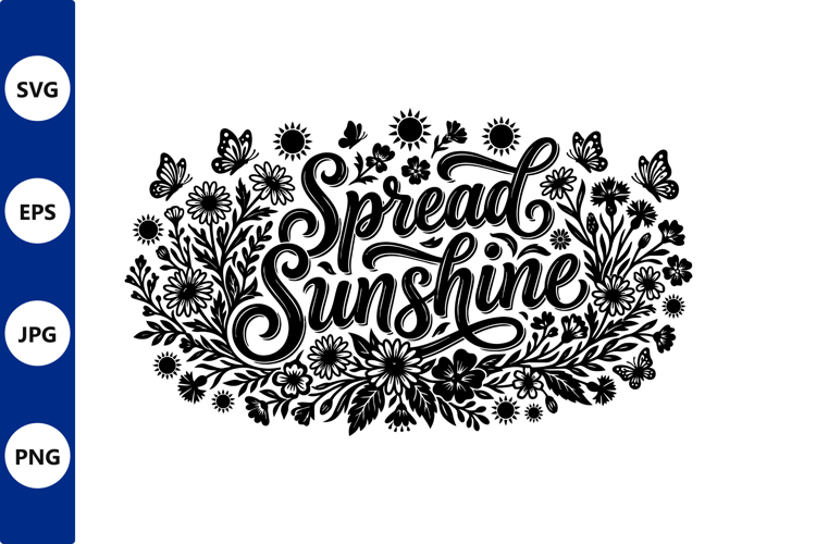 Spread sunshine floral border vector