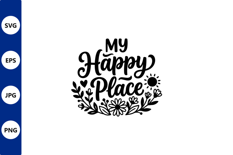 round floral circle vector with happy