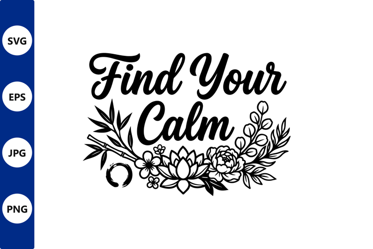 Find Your Calm Floral Line Art