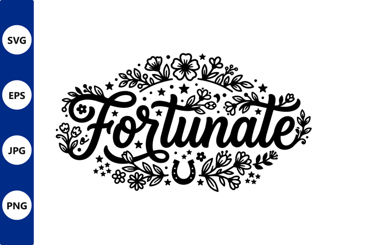 Floral fortune wordmark with horseshoe