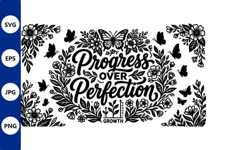 Floral border vector with progress over