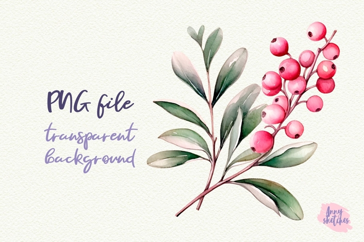 Pink Christmas Holly PNG | Coquette Christmas Clipart