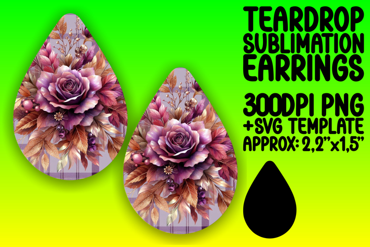 Gorgeous Teardrop Earrings Design Template , Autumn Flower