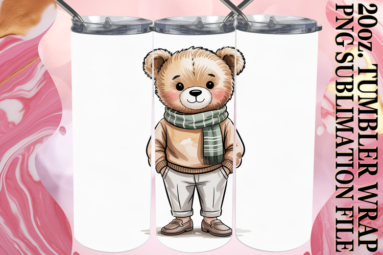 Radiant Mornings 20oz tumbler wrap, Teddy Bear