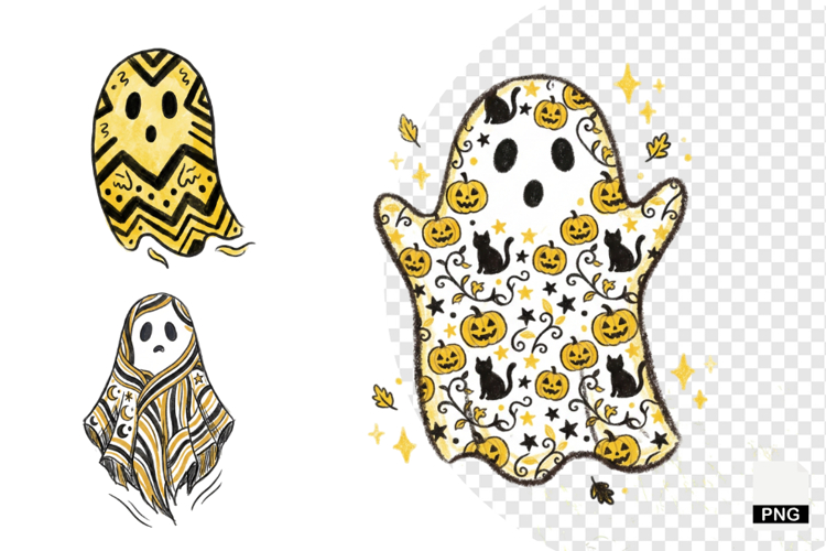 Doodle Halloween Ghosts PNG