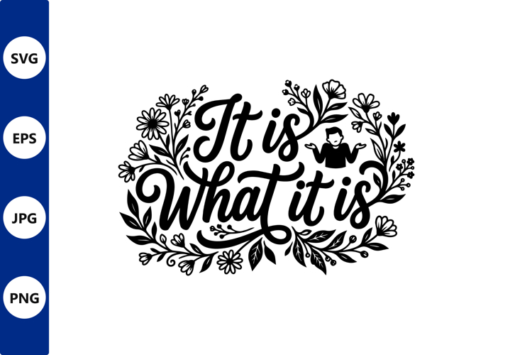 It is what it is floral wreath vector