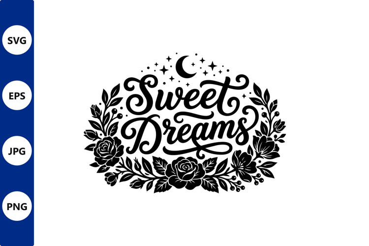 sweet dreams floral wreath black and
