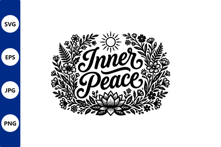 Floral wreath inner peace line art