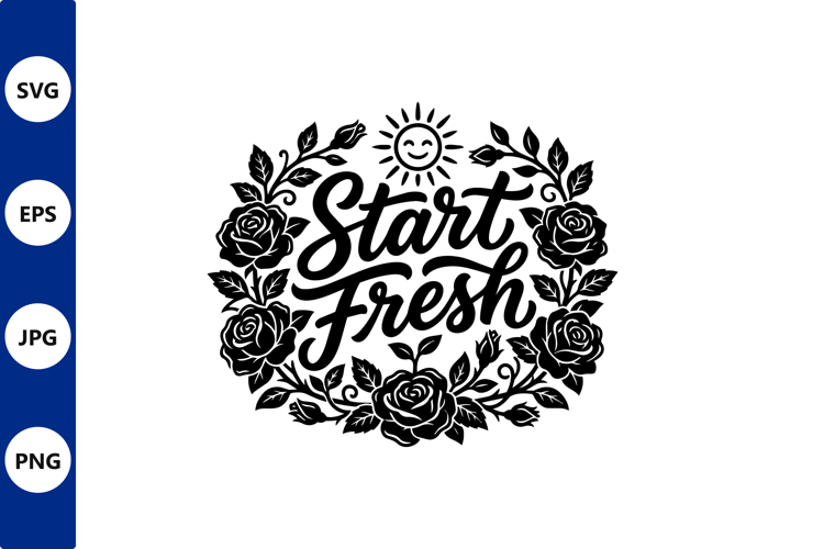 Start fresh floral wreath line art