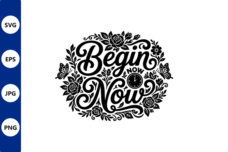 Ornate circular typography with begin