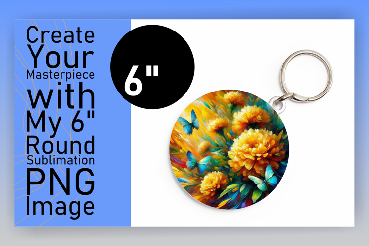 Trendy Keychain Round Design Artwork , Flowers