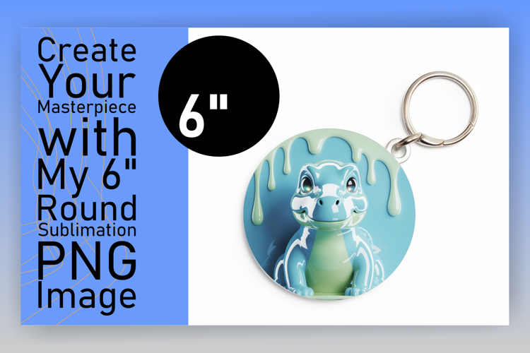 Cute Circle PNG Keychain Design , Cute Dino