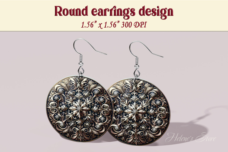 Vintage pattern earrings | Silver Round Earring sublimation