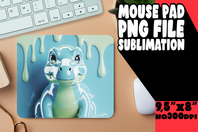 Vibrant Mouse Pad Sublimation Design, Cute Dino