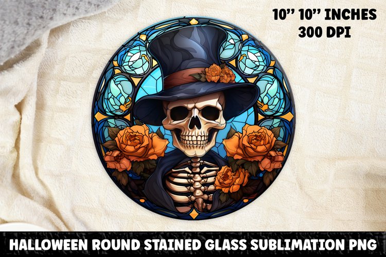 Halloween Stained Glass Sublimation PNG | Skull | Ghost