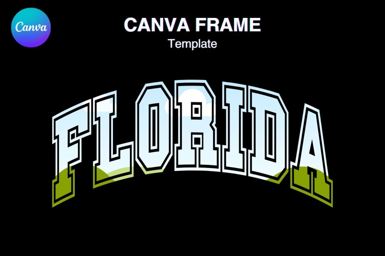 USA States Name CANVA FRAME FLORIDA Varsity Shirt Design