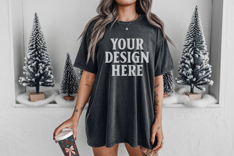 Pepper Christmas Comfort Colors 1717 TShirt Mockup, CC 1717 example image 1