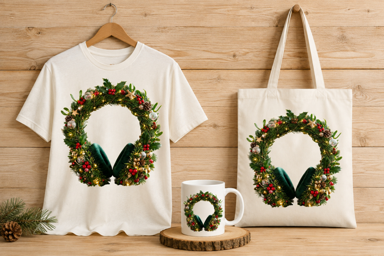 Magical Christmas Wreath Headphones Art