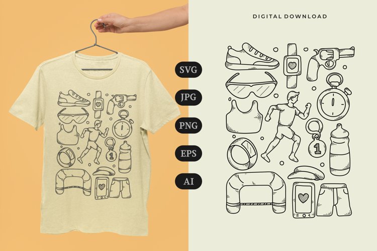 Marathon Doodle T-shirt | SVG