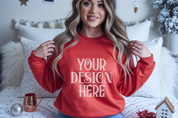 Christmas Gildan 18000 Heliconia Crewneck Sweatshirt Mockup