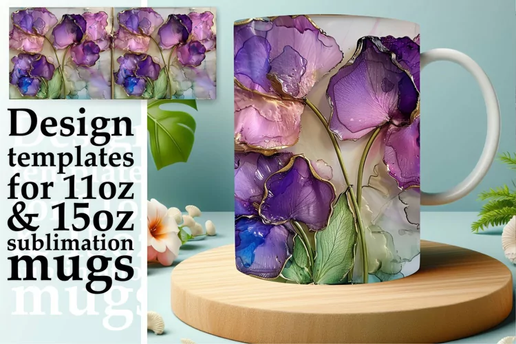 Glittery Spring Beauty Mug Wrap: Sublimation - 11oz/15oz