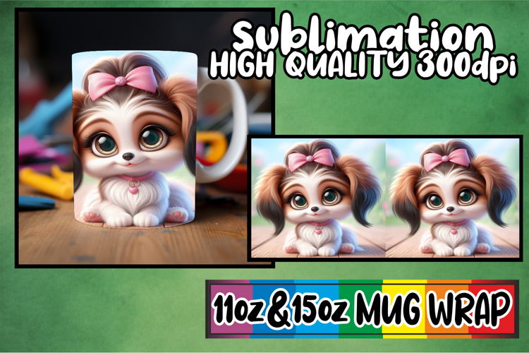 Vibrant joy 11oz 15oz sublimation wrap, 3D Dog