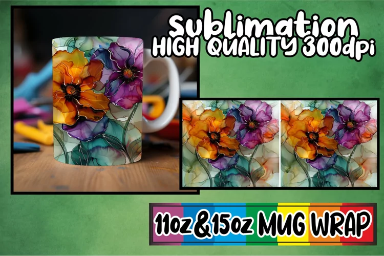 Vibrant Spring Abstract Art Mug Wrap 11oz 15oz
