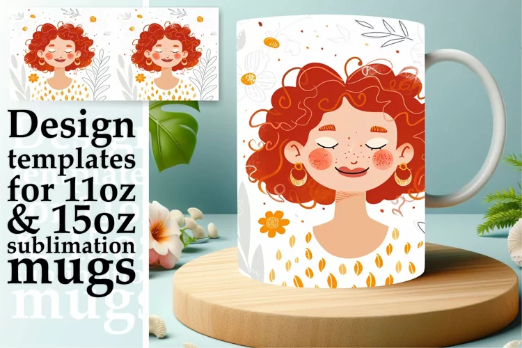 Stunning Flower-Crowned Mug Wrap Design 11oz/15oz