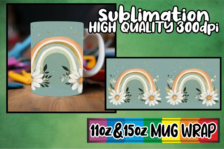 Joyful vibes sublimation mug wrap, Flower