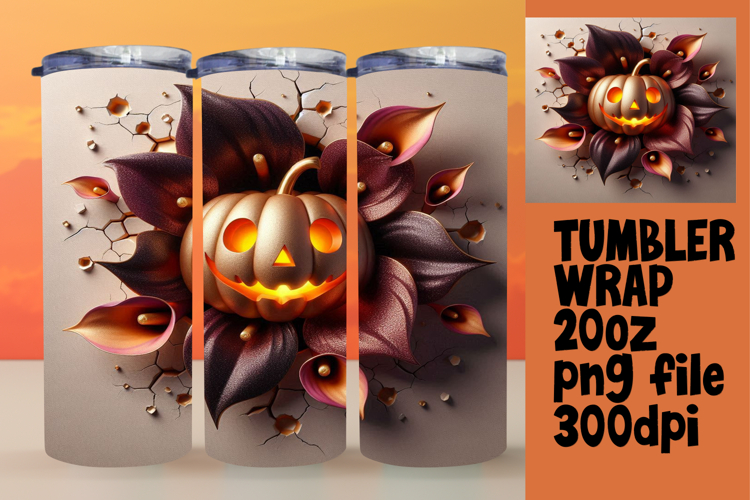 STYLISH 20oz Tumbler Template for Any Occasion , 3D Pumpkin