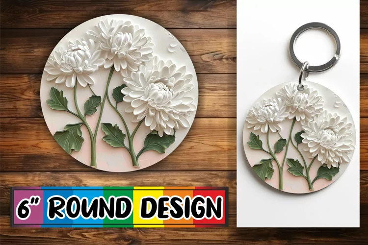 Elegant Bloom Beauty: 3D Circle Design Sublimation