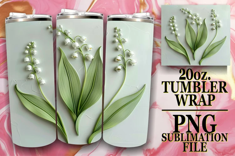White Petal Radiance: Tumbler Wrap Sublimation