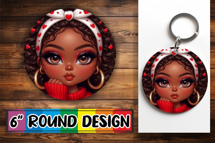 Enchanted Keychain Round Sublimation PNG, Love Girl