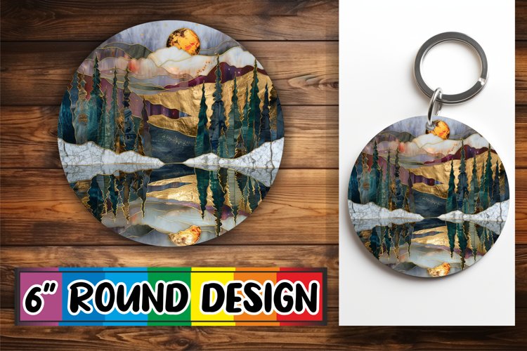 Luxe Landscape Keychain Delights: Golden Elegance